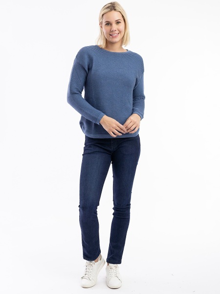 Orientique Knit Ribbed Pullover 1287 - Denim Melange